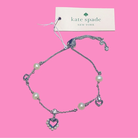 Brand New - Kate Spade Pearl & Heart bracelet & KS carry bag - Picture 1 of 2